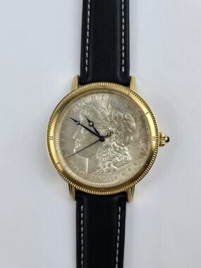 STAUER 1921 Morgan Silver Dollar 45mm Quartz Watch 18295 With Box And Paperwork